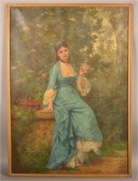 19th Century Oil on Canvas Portrait of Young Lady