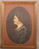 Oil on Canvas Profile Portrait of Woman