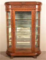 Ornate Quarter Sawn Oak China Cabinet