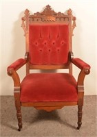 Eastlake Victorian Walnut Carved Arm Chair