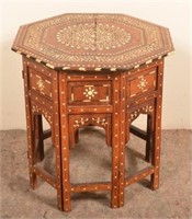Indonesian Bone Inlaid Octagonal Top Stand