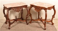 Pair of Rococo Style Mahogany Turtle Top Stands