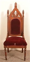 Gothic Victorian Walnut Carved and Molded Chair