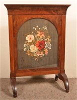 Federal Mahogany Fire Screen with Floral Panel