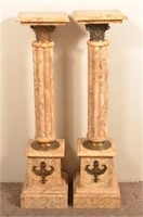 Pair of Antique Marble Ormolu Mounted Pedestals