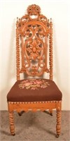 Victorian Mixed Wood Needle Point Side Chair