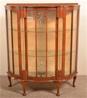 Art Deco Mahogany Bow-Front Curio Cabinet