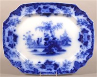 Flow Blue China "Scinde" Shaped Edge Platter.