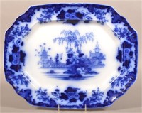 Flow Blue China "Scinde" Shaped Edge Platter.