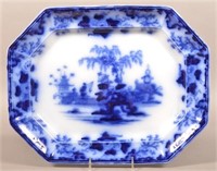 Flow Blue China "Scinde" Paneled Edge Platter.