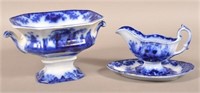 Flow Blue China "Scinde" Fruit Compote & Gravy Boa