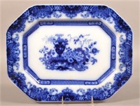 Flow Blue China "Chinese Jar" Paneled Edge Platter
