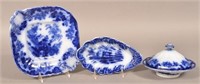 Three Pieces of "Scinde" Flow Blue China.