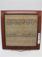 EARLY 1800S SAMPLER MADE BY HANNAH PALMER 12.5 IN