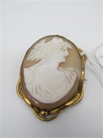 VICTORIAN GOLD FILLED HAND CARVED SHELL CAMEO