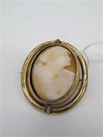 VICTORIAN HAND CARVED CAMEO BROOCH ROTATING BEZEL