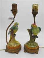 PAIR OF HAND PAINTED PARROT LAMPS