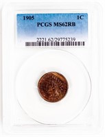 Coin 1905 Indian Head Cent PCGS MS62RB
