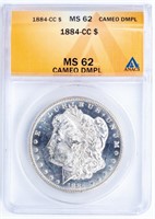 Coin 1884-CC  Morgan Silver Dollar ANACS MS62 DMPL