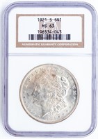 Coin 1921-S Morgan Silver Dollar NGC MS63