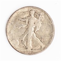 Coin 1919 Walking Liberty Half Dollar in Very Fine