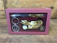 Clock Pen Keyring Motorcycle Set