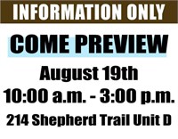 Come Preview! | August 19th 10:00 a.m. - 3:00 p.m.