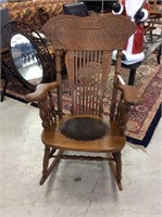 Vintage rocking chair with leather seat