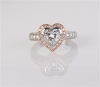 Lovely Michael Beaudry Plat/18K Diamond Heart Ring