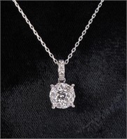 18K White Gold Diamond Pendant, Chain