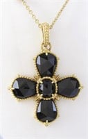 Judith Ripka 18K Black Onyx Cross Pendant