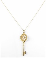Tiffany & Co 18K Yellow Gold Key Pendant, Diamond