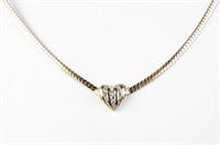 14K Yellow Gold Puffed Diamond Heart Necklace