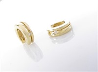 Pair of 14K Yellow Gold Diamond Huggie Earrings