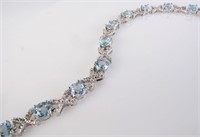 Sterling Bracelet with Diamonds, Blue Topaz