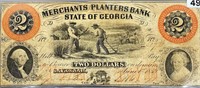 1859 $2 State Of Georgia Bill ABOUT UNCIRCULATED