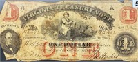 1862 $1 Virginia Confederate Bill NICELY CIRC
