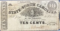 1866 North Carolina Frac. Currency 10 Cents AU