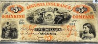 1860 $5 Augusta Insurance Billl UNCIRCULATED