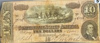 1864 $10 Confederate Bill XF