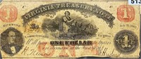 1862 $1 Virginia Confederate Bill LIGHTLY CIRC