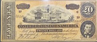 1864 $20 Confederate Bill CLOSELY UNCIRCULATED