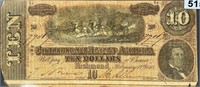 1864 $10 Rchmond Confederate Bill LIGHT CIRC