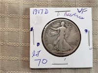 1917D REV Walking Liberty Half Dollar VF