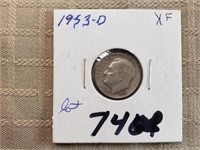 1953D Roosevelt Dime XF