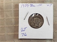 1939 Mercury Dime VF