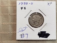 1938S Mercury DIme XF