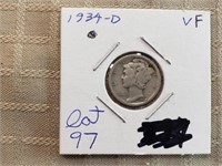 1934D Mercury DIme Low Mintage VF