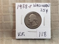 1938P Washington Quarter VF
