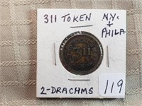 311-2 Drachms Token N.Y. and Phila